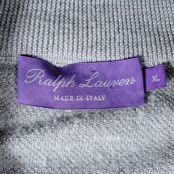 Ralph Lauren Purple Label Sweater Mens Size XL Gray Wool Cashmere 1/4 Zip - Picture 7 of 11